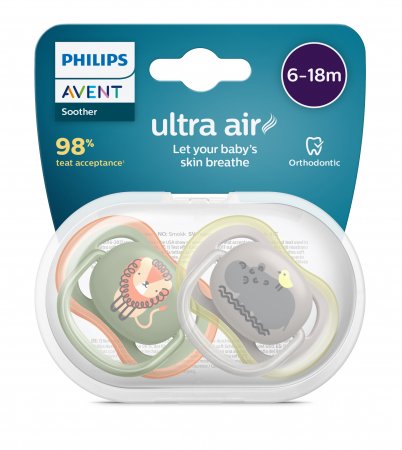 PHILIPS AVENT 83015 silikona knupis ULTRA AIR DECO, fāze 2, 2- iepakojumā., SCF085/17 SCF085/17
