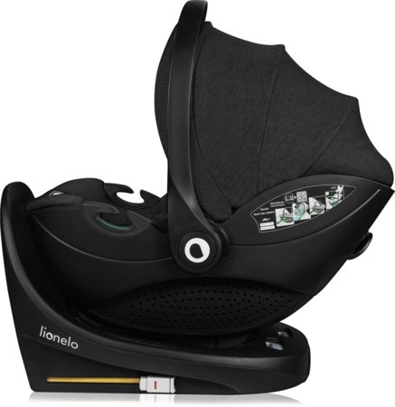 LIONELO autokrēsls ar ISOFIX pamatni MOXIE I-SIZE, Black carbon, 40-87 cm. 