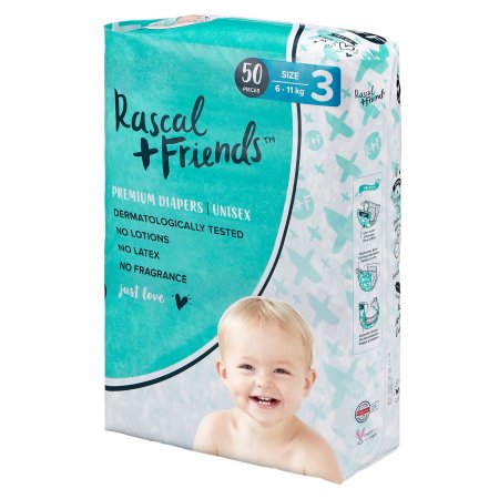 RASCAL + FRIENDS autiņbiksītes 3 izmērs, 6-11kg, 50 gab. 93229