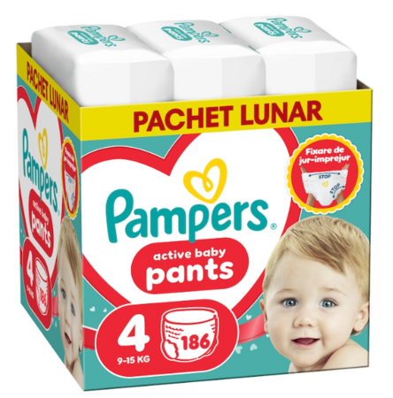 PAMPERS autiņbiksītes-biksītes Pants Monthly, 4 izmērs, 9-15kg, 214 vnt., 80894758 