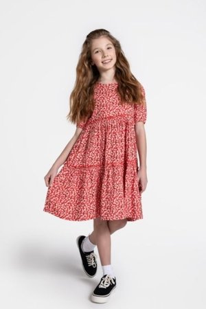 COCCODRILLO kleita ar īsām piedurknēm NOSTALGIC MEADOW GIRL JUNIOR, sarkans, WC5128201NGJ-009-164, 164 cm 
