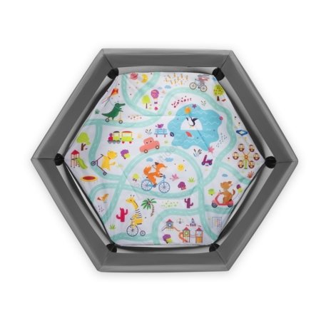 LIONELO manēža, rotaļu laukums ROEL PLUS, 65x85 cm., Grey multicolor 