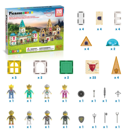 PICASSO TILES Magnētiskais konstruktors Medieval Age komplekts, PTQ01 