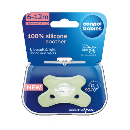 CANPOL BABIES 100% silikona knupītis, 0-6m, simetrisks, 1 gab., 24/001_gre 
