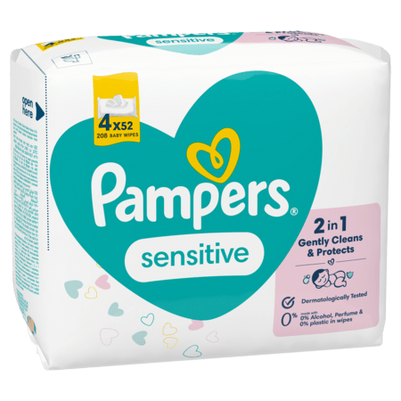 PAMPERS bērnu mitrās salvete SENSITIVE, 4x52 gab. 