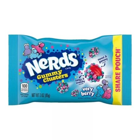 NERDS košļājamās konfektes GUMMY CLUSTERS VERY BERRY, 45 g., AMER1428 
