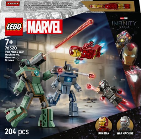 76320 LEGO® Super Heroes Marvel Dzelzs vīrs un Kara mašīna pret Hammer droniem 