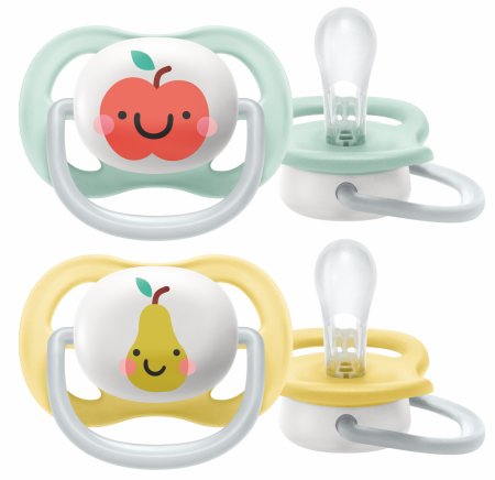 PHILIPS AVENT 83011 silikona knupis ULTRA AIR FRUIT, fāze 1, 2-iepakojumā., SCF080/17 SCF080/17