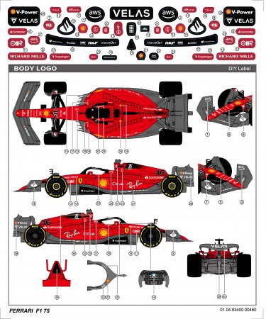 RASTAR 1:18 rādiovadāms auto Ferrari F1 75, 93400 93400