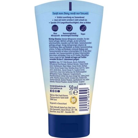 BÜBCHEN bērnu sejas saules aizsargkrēms, 50 ml, SPF 50+, TW21 