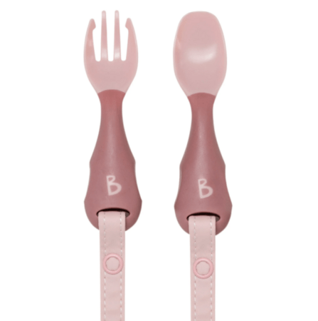 BIBADO Handi piestiprināmi bērnu galda piederumi (2 gab.), blush, BIB224R 