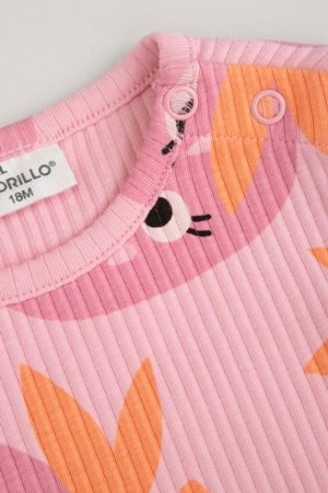 COCCODRILLO bodijs ar garām piedurknēm, rozā, izmērs 