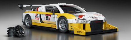 MATTEL BRICK SHOP HOT WHEELS 1:16 Elite Audi R8 LMS būvēšanas komplekts, JFT18 