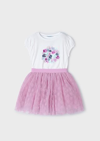 MAYORAL t-krekls ar īsam piedurknēm + svārki 6E, mauve, 3953-30 