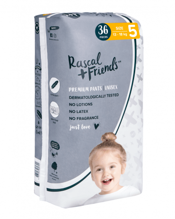 RASCAL + FRIENDS autiņbiksītes-biksītes 5 izmērs, 13-18kg, 36 gab. 93235