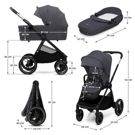 KINDERKRAFT universālie ratiņi 2IN1 NEA 2.0, deep grey, KSNEA002DGR2000 
