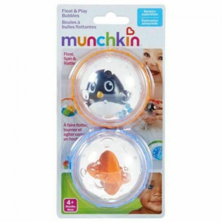 MUNCHKIN Float and Play Bubbles zīdaiņu un mazuļu vannas rotaļlieta, 4m+, 2 gab., 90048 90048