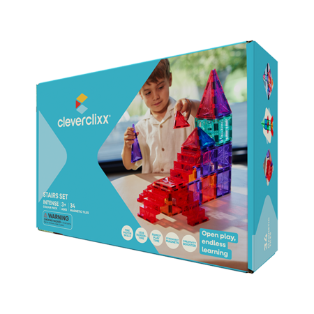 CLEVERCLIXX magnētiskais konstruktors Stairs Set Intense, 34 gab., CC-1030 