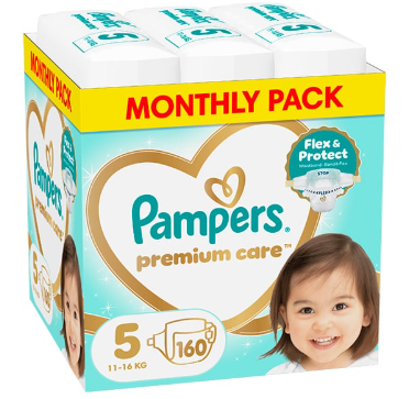 PAMPERS autiņbiksītes Premium Care Monthly, 5 izmērs, 11-16kg, 156 vnt., 80883550 