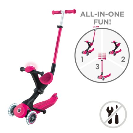 GLOBBER skrejritenis Go Up Deluxe Lights, fuksijas krāsa, 748-610 