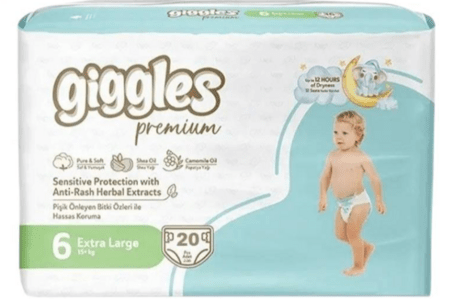 GIGGLES autiņbiksītes Premium Twin Xlarge, 6 izmērs, 15+ kg, 20 gab. 