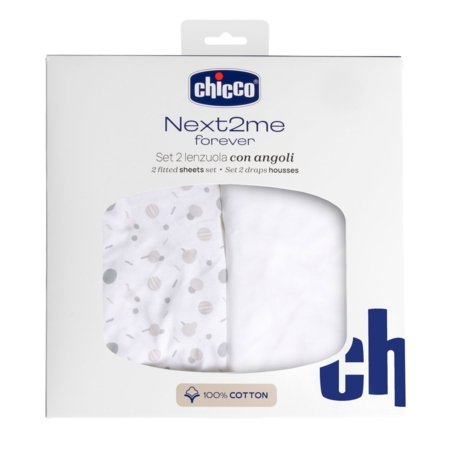CHICCO palags ar gumiju šūpulītim NEXT2ME FOREVER, 58 × 110 cm, 2 gab., Confetti 