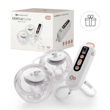 KINDERKRAFT pārnēsājamais dubultais elektriskais krūts sūknis GENTLEFLOW, golden, KEGEFL00GLD0000 