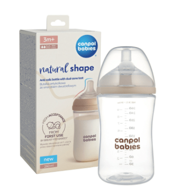CANPOL BABIES barošanas pudelīte ar knupīti NATURAL SHAPE, 260 ml, 35/401 