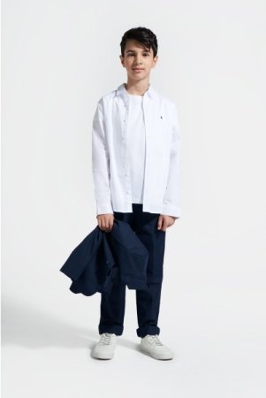 COCCODRILLO krekls ar garām piedurknēm ELEGANT JUNIOR BOY, balti, WC4136102EJB-001-164, 164 cm 