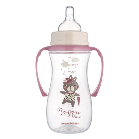 CANPOL BABIES Anti-Colic barošanas pudelīte ar rokturiem, 300 ml PP EasyStart BONJOUR PARIS, 35/241_pin 