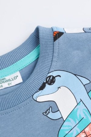 COCCODRILLO krekls ar īsām piedurknēm HAPPY RETRO BOY KIDS, zils, WC5143203HBK-014-122, 122 cm 