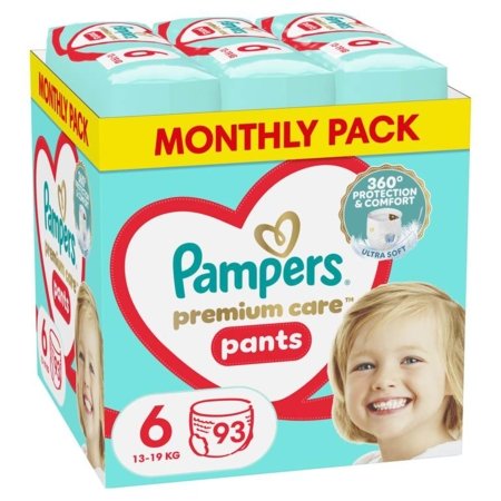 PAMPERS autiņbiksītes-biksītes Premium Care, 6 izmērs 13-19kg, 93 gab, 81772334 