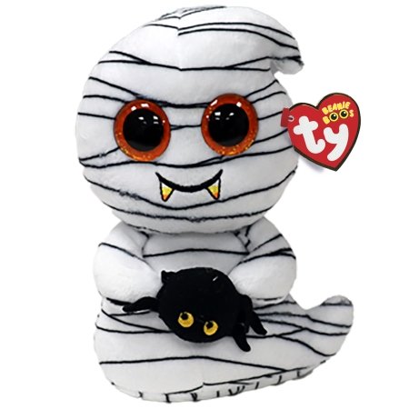 TY BEANIE BOO plīša rotaļlieta - spoks ar zirnekļa tīklu OOOOKY, 15 cm, TY37351 