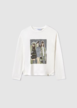 MAYORAL t-krekls ar garām piedurknēm 8E, natural/moss, 7047-78 7047-78