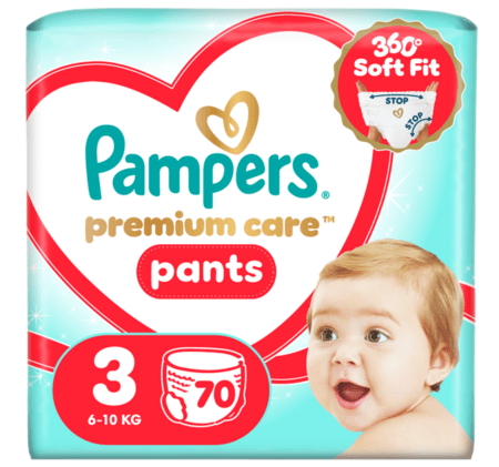 PAMPERS autiņbiksītes-biksītes Premium Care, 3 izmērs 6-10kg, 70 gab., 80895105 
