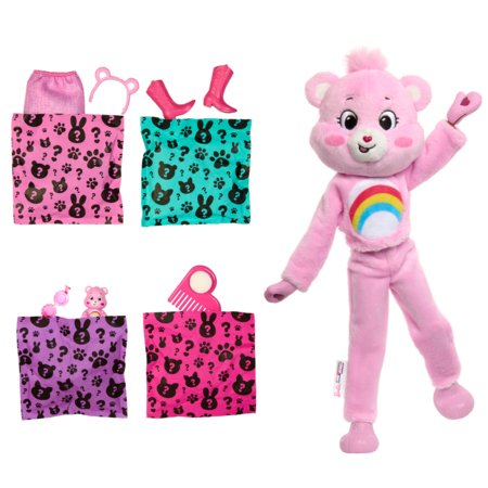BARBIE lelle ar melniem matiem Cutie Reveal Care Bears Series - Cheer Bear, JCN95 