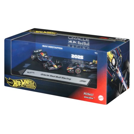 HOT WHEELS PREMIUM F1 Red Bull Max Verstappen un Yuki Tsunoda Formula 1 sacīkšu auto (2 gab.), JMM95 