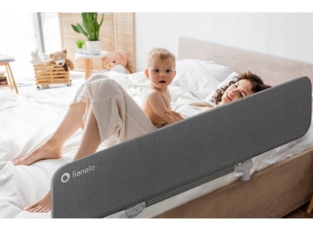 LIONELO aizsargājošs žogs gultai LORA, Grey stone, LO-LORA 
