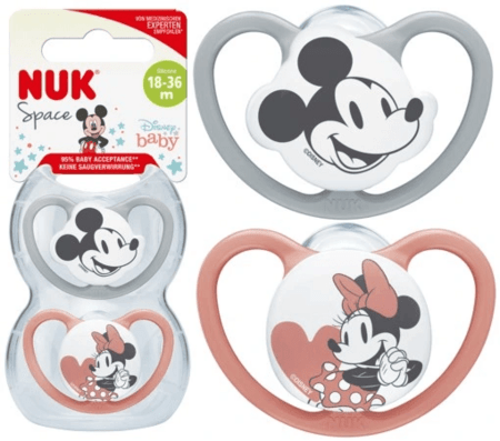 NUK māneklītis, silikona Space Mickey, 18-36m, 2 gab, SU96 