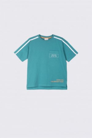 COCCODRILLO t-krekls ar īsam piedurknēm LOOK ON THE BRIGHT SIDE, turquoise, 128 cm, WC2143206LOK-013 WC2143206LOK-013-140