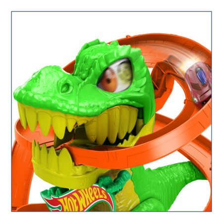 HOT WHEELS trases komplekts ar dinozaura un ugunsdzēsēju depo tematiku, JBM73 