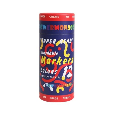 FLOWERMONACO mazgājamas flomāsteras Taper Head Washable Markers, 12 krāsas, 847361 
