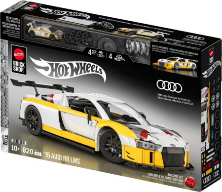 MATTEL BRICK SHOP HOT WHEELS 1:16 Elite Audi R8 LMS būvēšanas komplekts, JFT18 