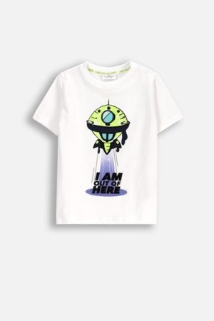 COCCODRILLO krekls ar īsām piedurknēm COSMIC RAVE BOY KIDS, balta, WC5143202CBK-001-122, 122 cm 