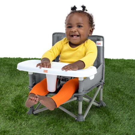 BRIGHT STARTS barošanas krēsls - būsteris POP 'N SIT, GREY, 17198 