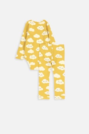 COCCODRILLO bodijs ar garām piedurknēm + legingi SET UNDERWEAR GIRL, honey, ZC3417101SUG-026-056, 56 cm 