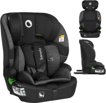 LIONELO autokrēsls BILLY I-SIZE, Black grey, 76-150 cm. 