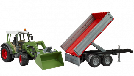 BRUDER 1:16 traktors Fendt Vario 211 ar frontālo iekrāvēju un piekabi, 02182 02182