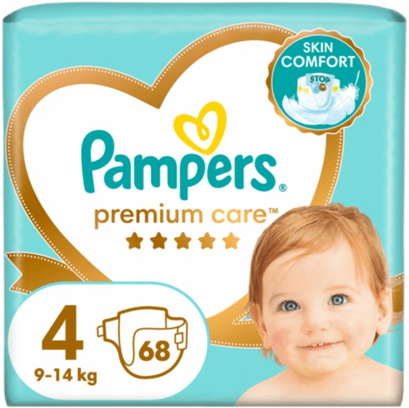 PAMPERS autiņbiksītes Premium Care, 4 izmērs 9-14kg, 68 gab., 80887353 