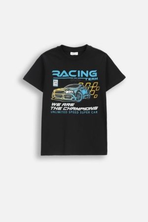 COCCODRILLO t-krekls CITY RACING BOY JUNIOR, melns, cm 
